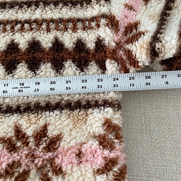 Aerie oversized sherpa fleece pullover pink/brown print - Size M - Picture 4 of 9